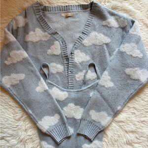 LA Hearts Cloud-Patterned Thick Knit Cardigan & Cami Tank Set Size Small